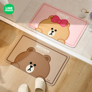 LINE可爱卡通布朗熊硅藻泥地垫厨房浴室吸水防滑垫入户门脚垫地毯