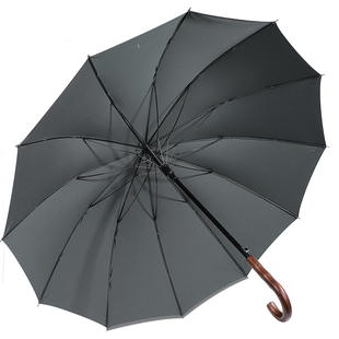 出口外贸12骨雨伞长伞加固加厚抗风暴雨全自动黑色双人长柄伞