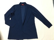 外贸原单t*xm深蓝色长袖，蕾丝边西服，西装中长款开衫外套法式优雅