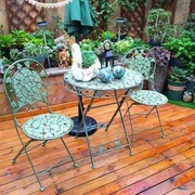 促铁艺户外桌椅三件套休闲折叠茶几，乡村做旧庭院，露台花园防生锈品