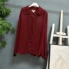 欧美单高级(单高级)复古红重工，钉珠雪纺原单蝙蝠袖衬衣衬衫1121