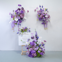 紫色花艺套装KT板背景装饰花