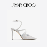 JIMMY CHOO/AZIA PUMP 95 女士闪粉绑带饰尖头高跟鞋单鞋JC