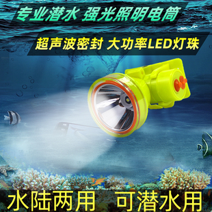 水下专用潜水手电筒抓鱼防水强光，充电头灯超亮头戴式照明赶海钓鱼