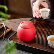 中式家用可爱猫咪陶瓷茶叶罐密封罐便携小号迷你茶叶盒茶道配件