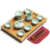禾戈整套茶具套装功夫茶具家用长方形简约实木竹茶盘排水陶瓷茶壶