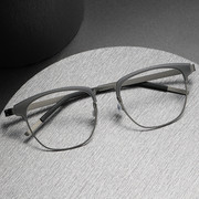 设计师款复古玳瑁纯钛全框近视，眼镜架男女镜框9849林德设计伯格
