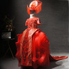 儿童红色长款拖尾新年女童时尚大气走秀中国风元旦表演演出服