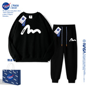NASA男童卫衣套装春秋款2024儿童装中大童加绒卫衣卫裤两件套