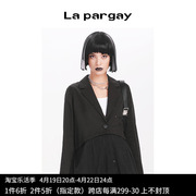 lapargay纳帕佳2023女装，黑色上衣休闲长袖，假两件短外套西装潮