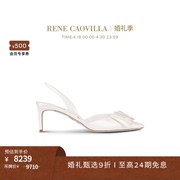 RENE CAOVILLA SARA系列水钻白色蝴蝶结高跟鞋