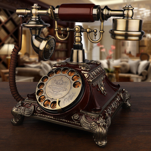 欧式仿古电话机家用复古办公座机老式创意转盘时尚电话无线插卡
