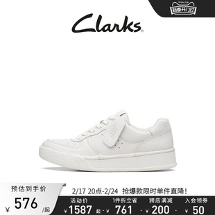 clarks其乐艺动系列女鞋，平底透气休闲小白，鞋白色板鞋单鞋