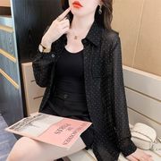 法式黑色烫钻长袖衬衫女春季2024设计感时尚别致中长款上衣潮