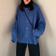 秋冬季韩版外穿加厚慵懒风开衫毛衣女学生宽松上衣针织外套潮