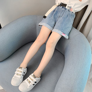 女童短裤夏季薄款外穿韩版儿童，洋气时髦中裤，2024中大童牛仔裤