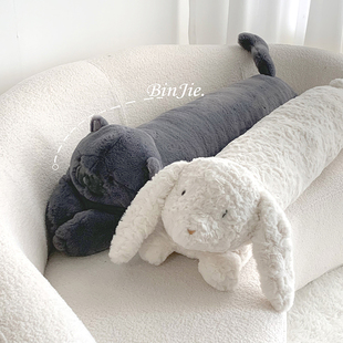 长条抱枕女生睡觉猫咪玩偶，可爱兔子毛绒玩具公仔，床上夹腿拆洗娃娃