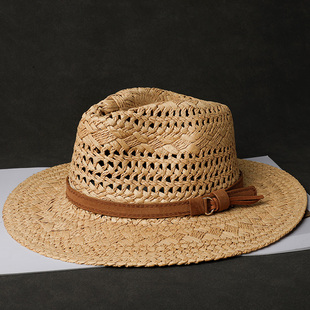 遮阳草帽男夏季出游户外大沿防晒透气太阳帽沙滩海边度假帽女凉帽