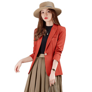 橙红色小西装外套女士春秋季2023高级感上衣今年流行西服套装