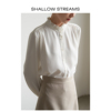 SHALLOW STREAMS 细节感通勤职业长袖白衬衫女长袖立领叠穿上衣春