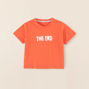 男童t恤短袖蓝色夏季小宝宝儿童1岁2岁纯棉橘色白色字母半袖体恤
