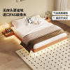 日式全实木床现代简约无床头榻榻米床架卧室，家具带灯悬浮高箱床