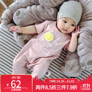 佐欧0雅-3-6-12个月婴儿连体衣夏季宝宝短袖包屁衣弹力平角爬服01