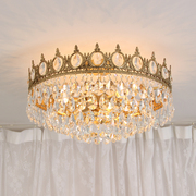 法式中古轻奢黄铜水晶吸顶灯北美复古客厅卧室餐厅过道玄关灯