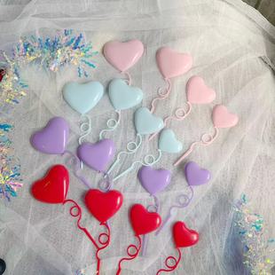 塑料爱心情人节情侣插件生日蛋糕烘焙插排红色粉色蓝色紫色装饰