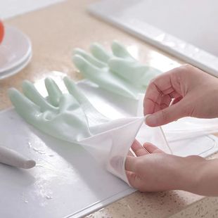厨房莫兰迪拼色手套女洗衣服厨房洗碗家务防水耐用型贴手套