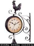 欧式复古双面挂钟时尚客厅，双面钟表挂钟客厅大号，纯铁艺美式挂钟