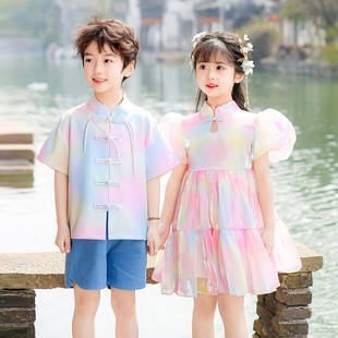 六一小童节夏季短袖汉服马面裙两件套2024国潮中国风套装