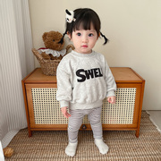 ins韩版婴儿秋装套装宝宝英文，字母休闲运动上衣裤子分体2件套