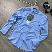 液态流动防皱免熨竹纤维 120支高端男士衬衫纯色修身休闲长袖衬衣