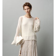 INFFTRU镂空羊毛针织衫女 奢牌同款面料 设计感廓形宽松显瘦上衣