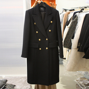 黑色赫本毛呢外套，女中长款2022秋冬季韩版宽松英伦，风呢子大衣