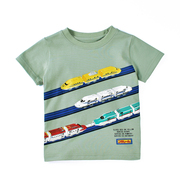 日系儿童t恤短袖男童夏卡通机车纯棉T恤衫1-8岁小童圆领半袖打底