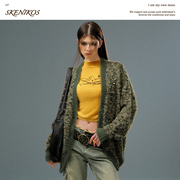 skenikos美式复古圈圈纱毛衣，开衫慵懒风，上衣高级感宽松针织外套