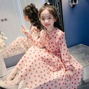 女大童长袖连衣裙春秋时髦装2024韩版儿童女孩洋气长裙裙子潮