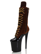 20厘米性感欧美小中靴时尚模特时装拼色T台走秀钢管舞高跟靴