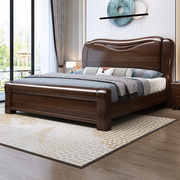 紫金檀木实木床1.8米现代简约中式主卧双人大床1.5m轻奢储物婚床