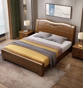 新中式实木床现代简约双人床1.5米床家用小户型主卧储物高箱木床