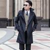 韩版男士加肥加大码春秋装中长薄款大衣风衣黑色双排扣修身外套70