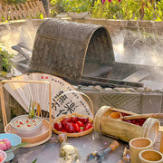 蘑菇小匠围炉煮茶专用装饰船手工景观餐厅船模仿古乌篷船水上餐饮