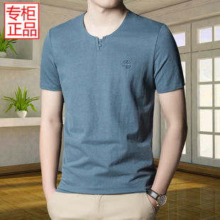 男士仿棉麻t恤短袖夏季中国风唐装丝光棉，半袖中年丅体恤衫上衣服