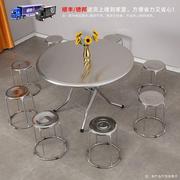 方双层(方双层)不锈钢折双层桌面，叠桌工吃饭桌，餐桌桌桌子家用业风圆形桌圆