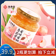 恒寿堂蜜炼蜜桃乌龙茶罐装泡水喝的东西冲饮品，非柚子蜂蜜罐装500g