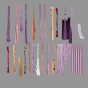 783多色紫黄粉白婚礼打结绳布幔麻花辫psd效果图设计素材道具