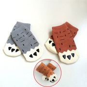 宝宝加厚袜子毛圈袜Q8秋冬季0-1-2岁儿童袜卡通熊爪造型可爱棉袜
