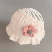 婴儿遮阳帽女宝宝发带护囟门帽0一6月帽子夏季薄款新生幼儿卤门帽